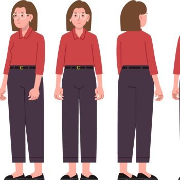 Girl Vector Character With 5 Poses