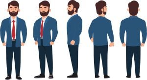 Beard Character Vector Poses Vector With 5 Poses